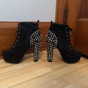 Charolette Russe Black metal spike boot heels